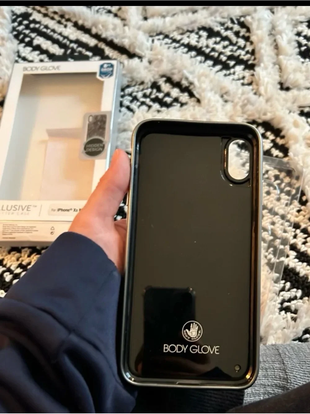 iPhone XS Max phone case brand new - open box - black and silver glitter